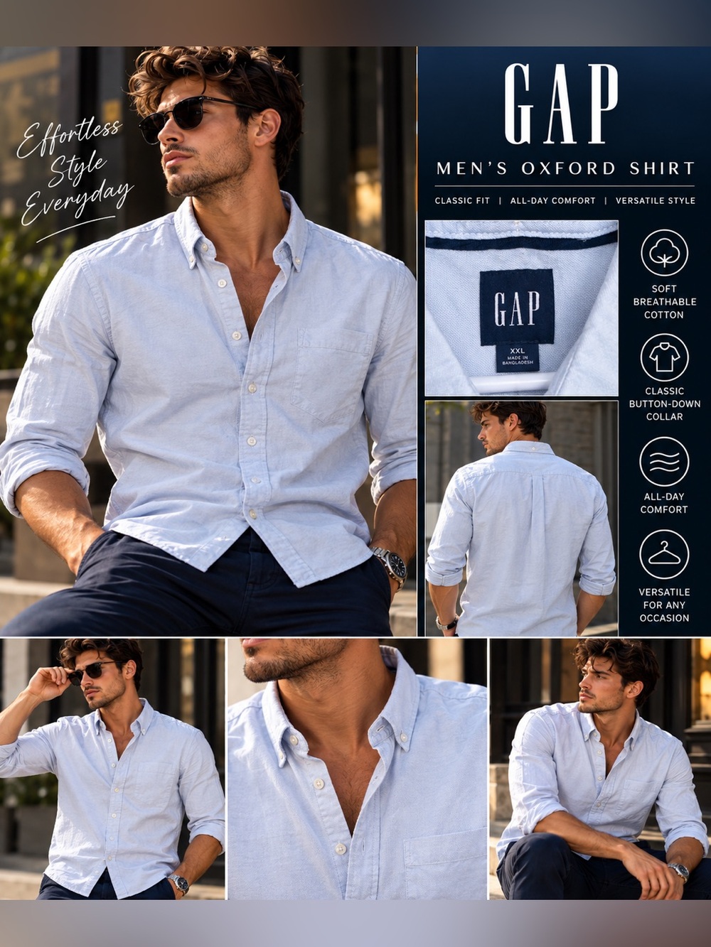 GAP Men's Light Blue Button-Down Oxford Shirt size XXL
